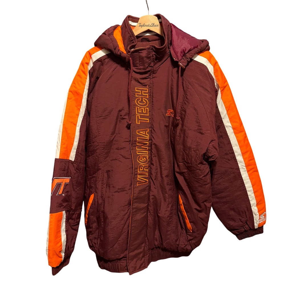 Vintage 90s Virginia Tech Hokies Starter Bomber Jacket‎ Full Zip Mens Size XL